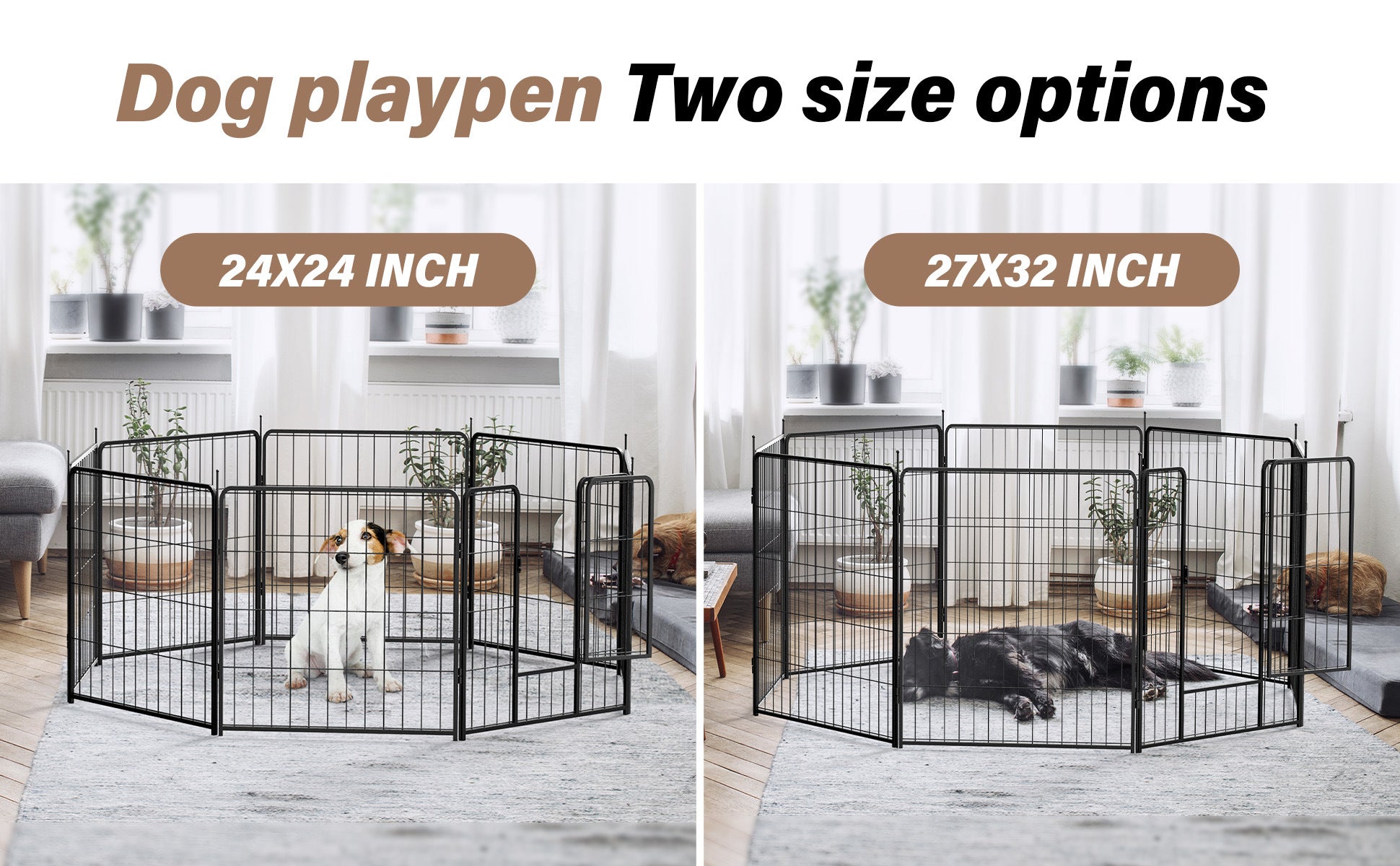 Dog Playpen Indoor Outdoor, 24" Height Doba